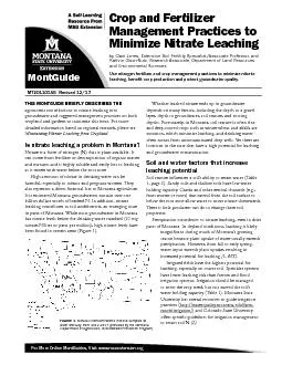 Is nitrate leaching a problem in Montana?
