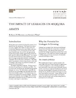 THE IMPACT OF LEAKAGES ON (K)/IRA