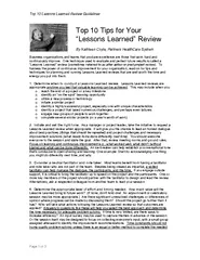Top 10 Lessons Learned Review Guidelines