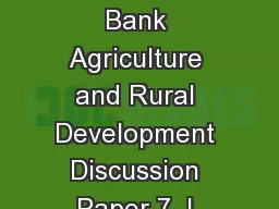 The World Bank Agriculture and Rural Development Discussion Paper 7  L