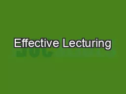 Effective Lecturing