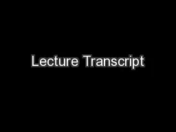 Lecture Transcript