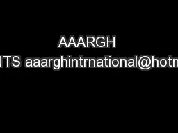 AAARGH REPRINTS aaarghintrnational@hotmail.com