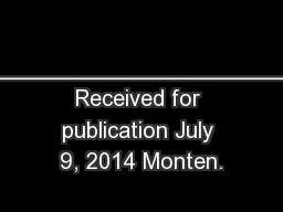 _______________________ Received for publication July 9, 2014 Monten.