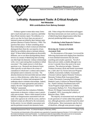 Lethality Assessment Tools:  A Critical Analysis  (February 2000)*The