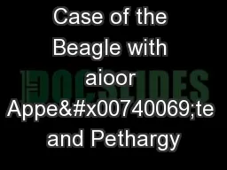 Case of the Beagle with aioor Appe�te and Pethargy