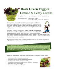 Dark Green Veggies: nd most popular veggie in the United while many Am
