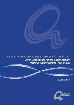 THE SOUTH AFRICAN QUALIFICATIONS AUTHORITYLevel Descriptors for the So