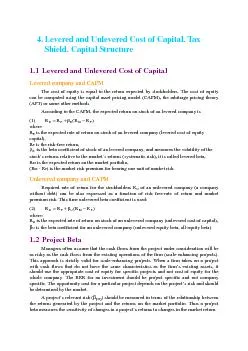 4.Levered and Unlevered Cost of Capital. Tax Shield. Capital Structure