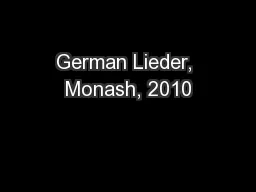 German Lieder, Monash, 2010