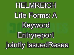 STEFAN HELMREICH Life Forms: A Keyword Entryreport jointly issuedResea