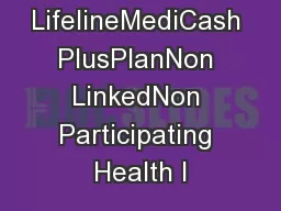 Max Life LifelineMediCash PlusPlanNon LinkedNon Participating Health I