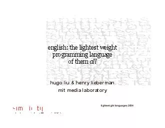 english: the lightest weightprogramming languageof them allhugo liu &