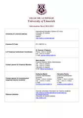 OLLSCOIL LUIMNIGH University of Limerick Information Sheet 2014-2015
.