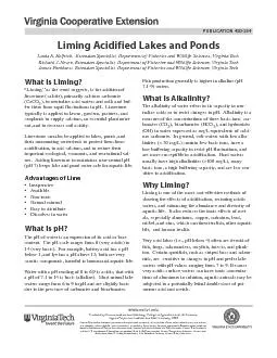Liming Acidified Lakes and PondsLouis A. Helfrich,  Extension Speciali