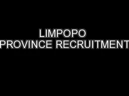 LIMPOPO PROVINCE RECRUITMENT