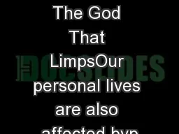 Technology: The God That LimpsOur personal lives are also affected byp