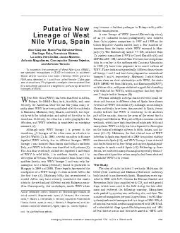 Putative New Lineage of West Nile Virus, Spain Antonio Magallanes, Con