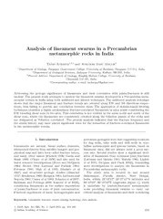 AnalysisoflineamentswarmsinaPrecambrianmetamorphicrocksinIndiaTapasAch