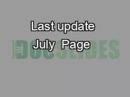 Last update July  Page  