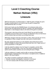 Level 3 Coaching Course   Nathan Holman (VRU)  Lineouts   With the int