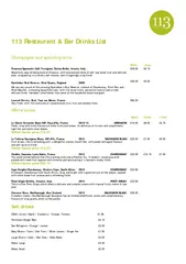 113 Restaurant & BarDrinks List