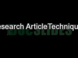 Research ArticleTechniques