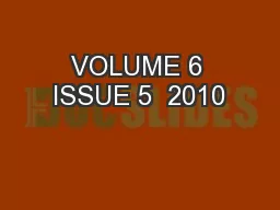 VOLUME 6 ISSUE 5  2010