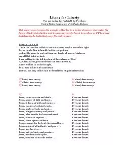 Litany for Liberty For use during the Fortnight for Freedom United Sta