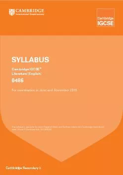 Cambridge Secondary 2This syllabus is approved for use in England, Wal