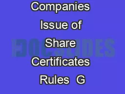 Companies Issue of Share Certificates Rules  G