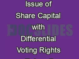 The Companies Issue of Share Capital with Differential Voting Rights Rules  G