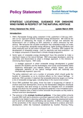 STRATEGIC LOCATIONAL GUIDANCE FOR ONSHORE WIND FARMS IN RESPECT OF THE