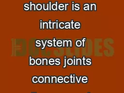 ACSM Current Comment Exercise and Shoulder Pain Introduction The human shoulder is an intricate system of bones joints connective tissues and muscles that place the arm and hand in a position that all