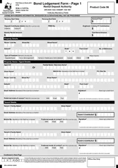 Write in CAPITALBond Lodgement Form - Page 1Rental Deposit AuthorityGP
