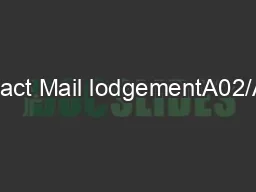 Impact Mail lodgementA02/A04