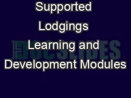 Supported Lodgings Learning and Development Modules