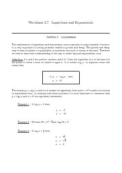 Worksheet2:7LogarithmsandExponentialsSection1LogarithmsThemathematicso