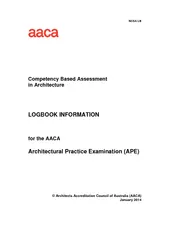 Competency Based Assessment in Architecture LOGBOOK INFORMATION for th