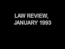 LAW REVIEW, JANUARY 1993
