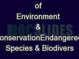 Department of Environment & ConservationEndangered Species & Biodivers