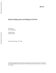Justice-Seeking and Loot-Seeking in Civil WarPaul CollierThe World Ban