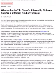 Who's a Looter? In Storm's Aftermath, Pictures Kick Up a Different Kin
