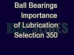Ball Bearings    Importance of Lubrication Selection 350 
