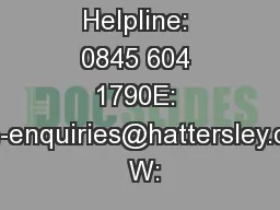 Technical Helpline: 0845 604 1790E: tech-enquiries@hattersley.com  W: