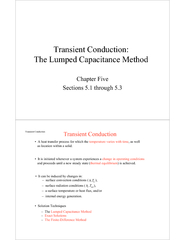 Transient Conduction:The Lumped Capacitance MethodChapter FiveSections