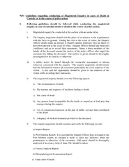 Sub: Guidelines regarding conducting of Magisterial Enquiry in cases o