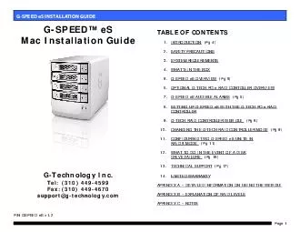  GSPEED eS INSTALLATION GUIDE Pa e  GSPEED eS Mac Installation Guide GTechnology Inc