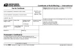 Certificate of Bulk Mailing —PS Form 3606, April 2015 (Page 1 of