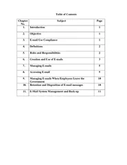 Table of Contents Chapter No. Subject Page